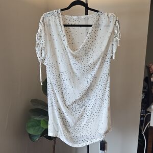 Elegant White and Black Women's Sheer Mini Dress/Cover Up